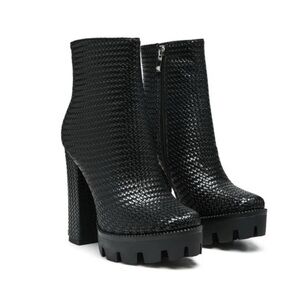 London Rag New! Women's Black Textured Ankle Boots